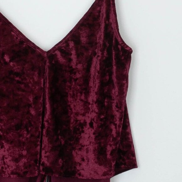 Buddy Love Womens Crushed Velvet Button Front Tank Top Size S Tie Bottom Vamp - Picture 8 of 8